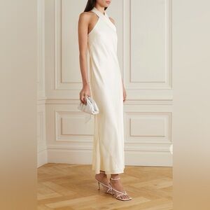 Galvan London Pandora satin halterneck midi dress